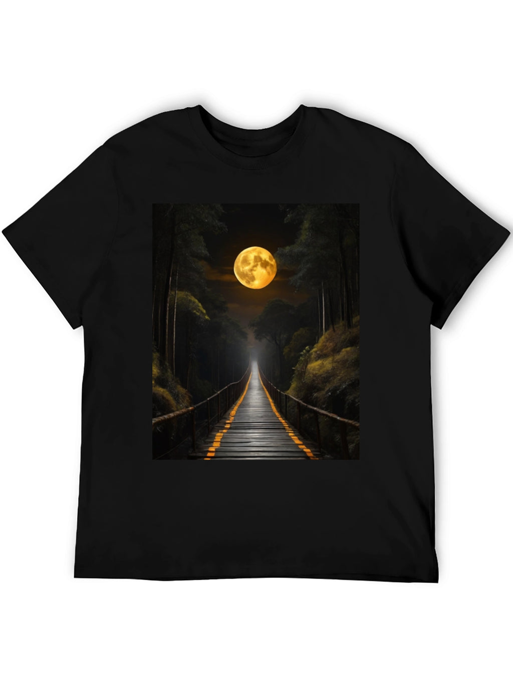 Moonlit Forest Bridge Graphic Tee