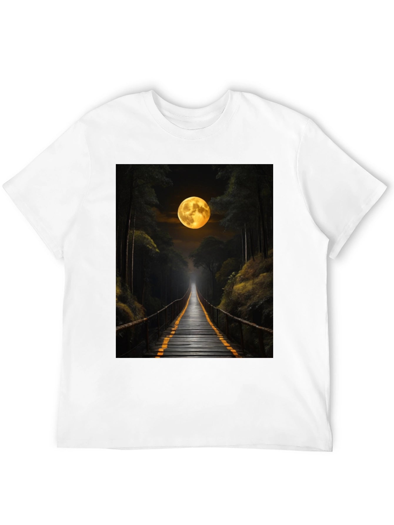Moonlit Forest Bridge Graphic Tee