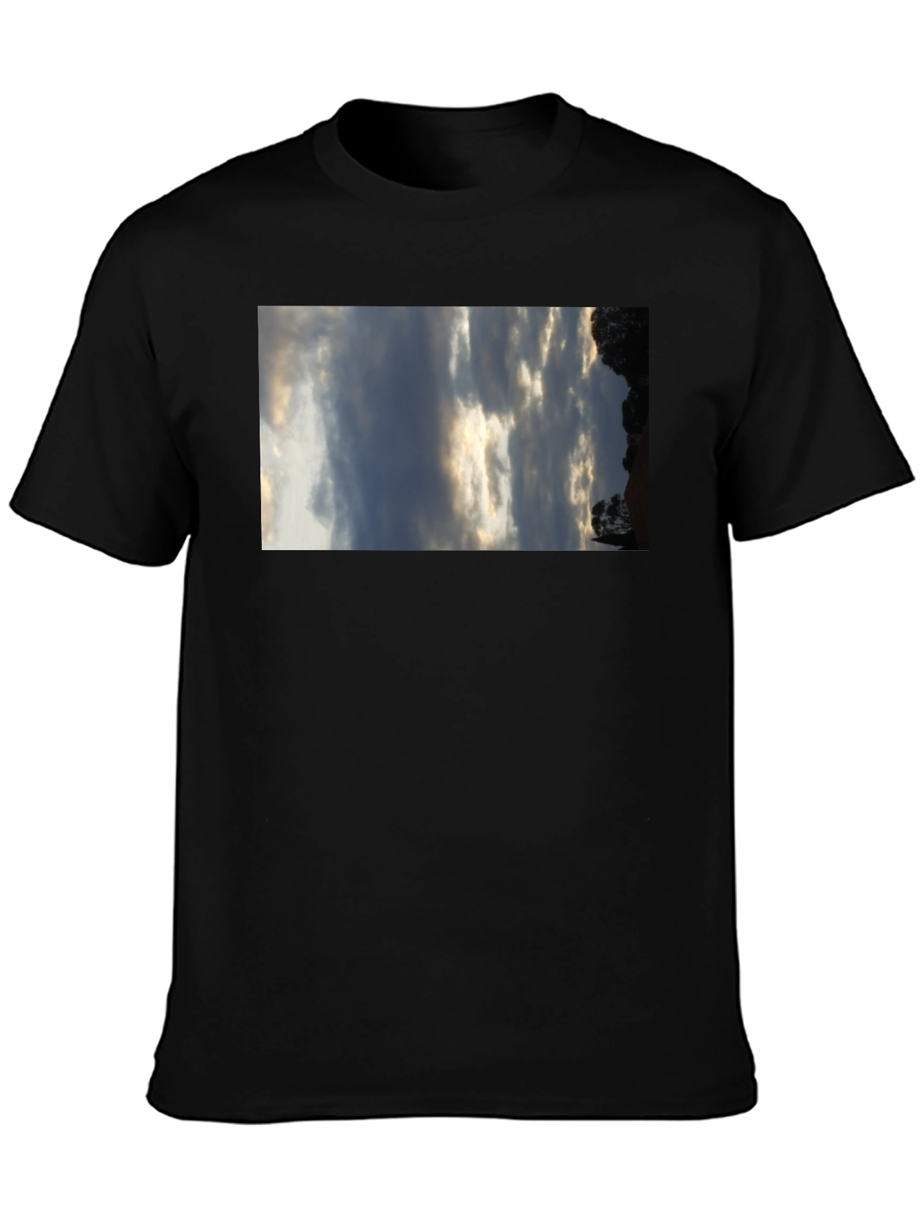 Sky Scene Black Tee - Cloudscape Graphic T-Shirt