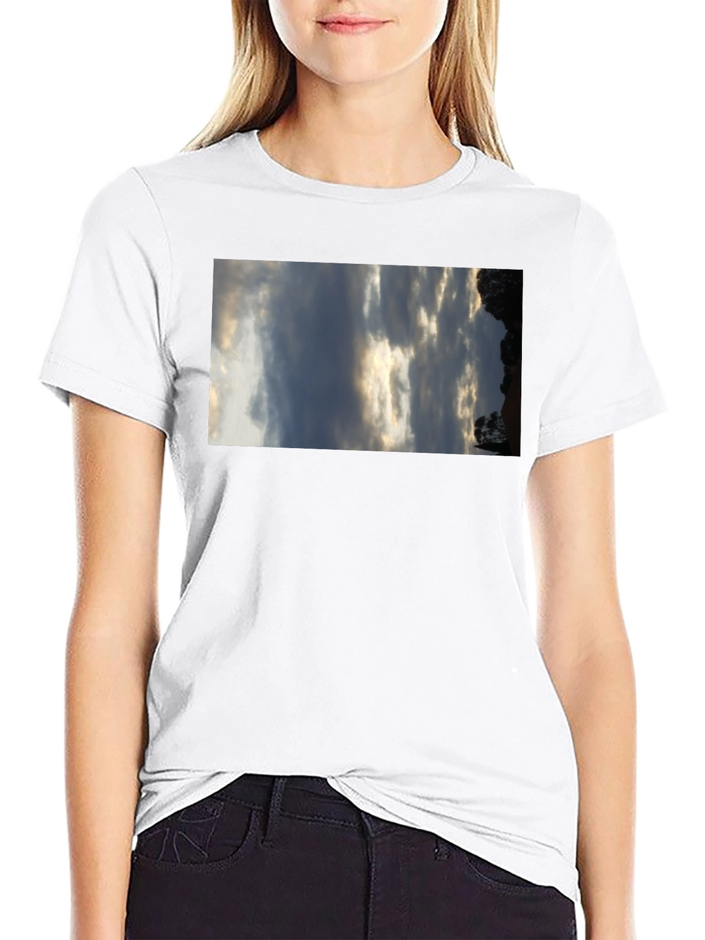 Sky Scene Black Tee - Cloudscape Graphic T-Shirt