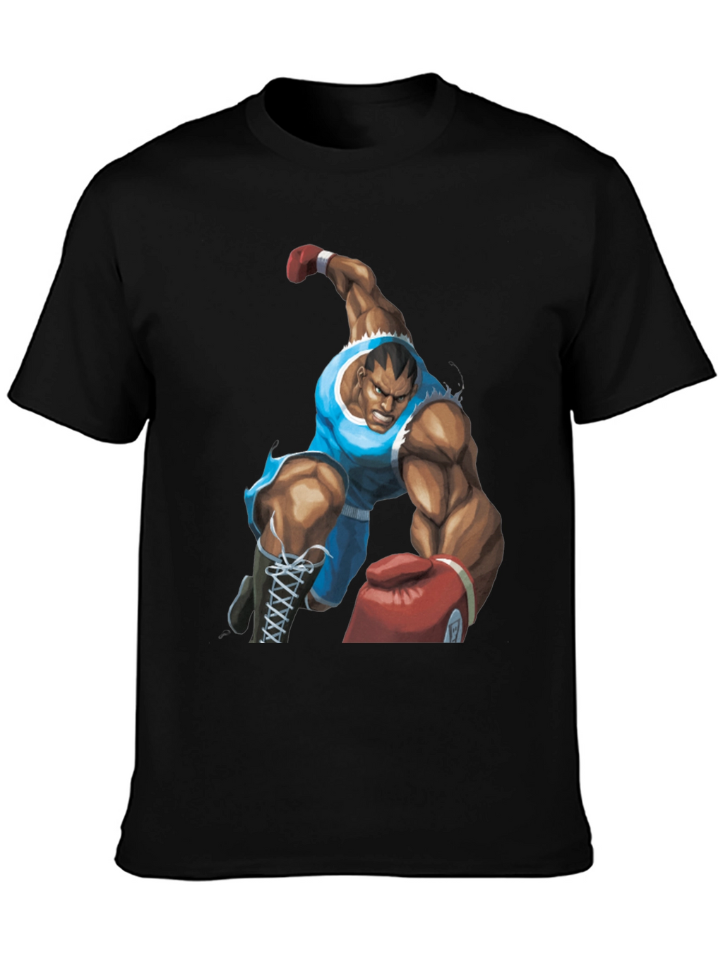 Bald Boxer Punch Out Style Black T-Shirt