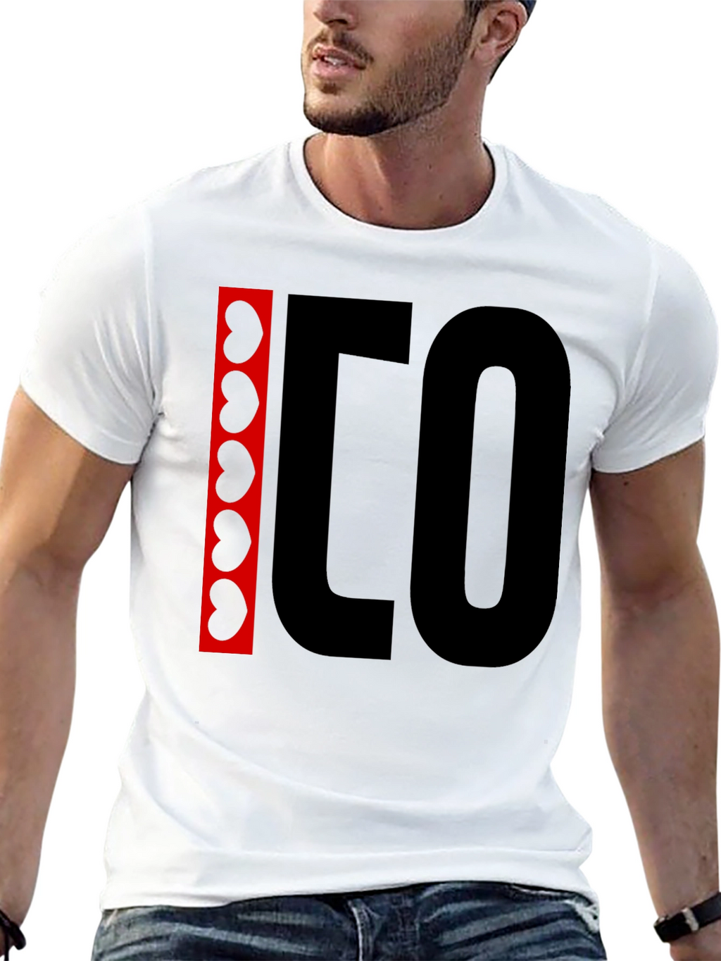 Black Graphic Tee - Bean and Letter Design