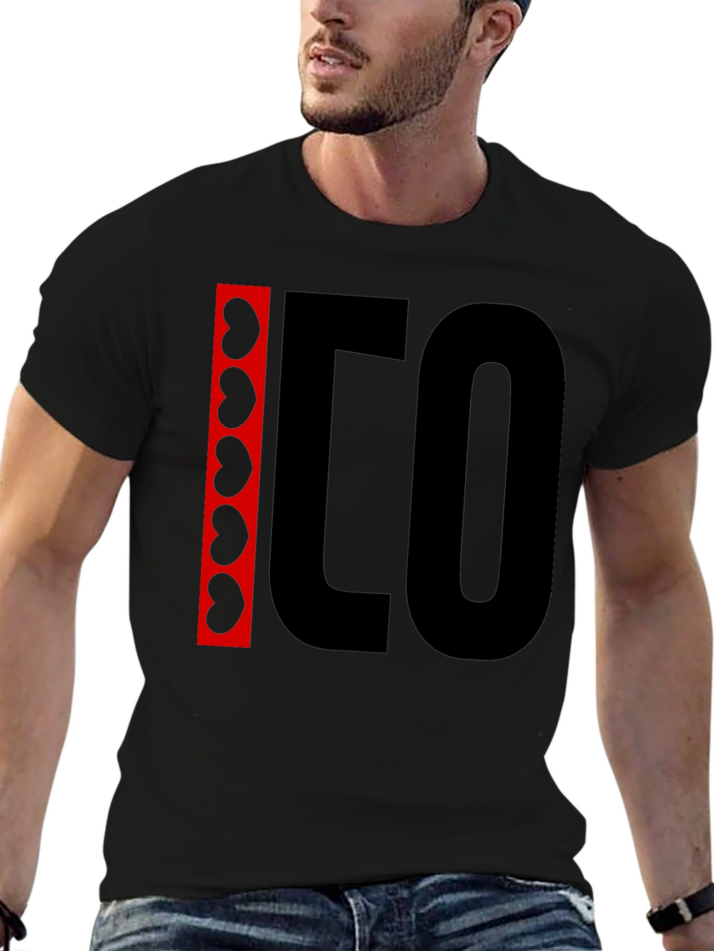 Black Graphic Tee - Bean and Letter Design