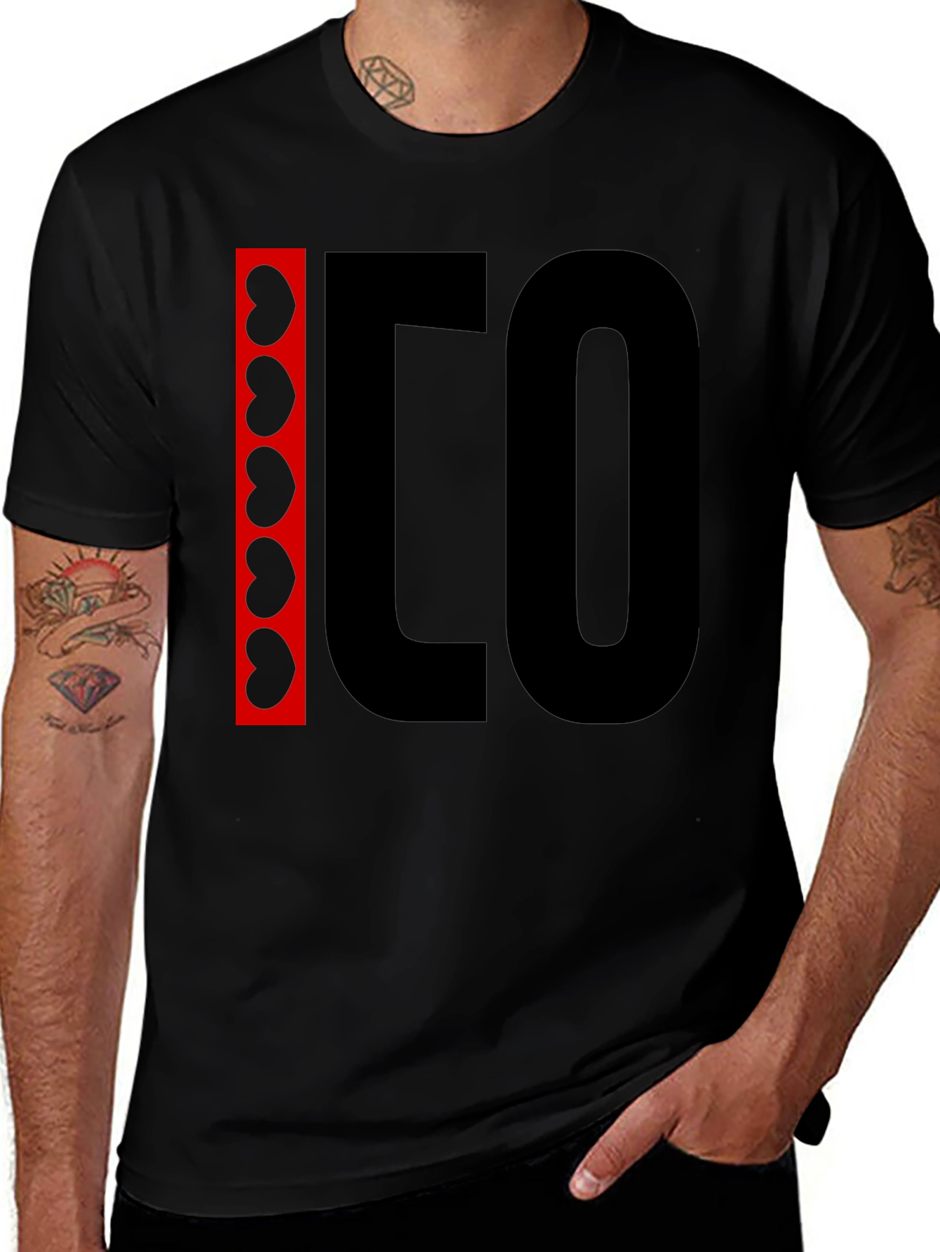 Black Graphic Tee - Bean and Letter Design
