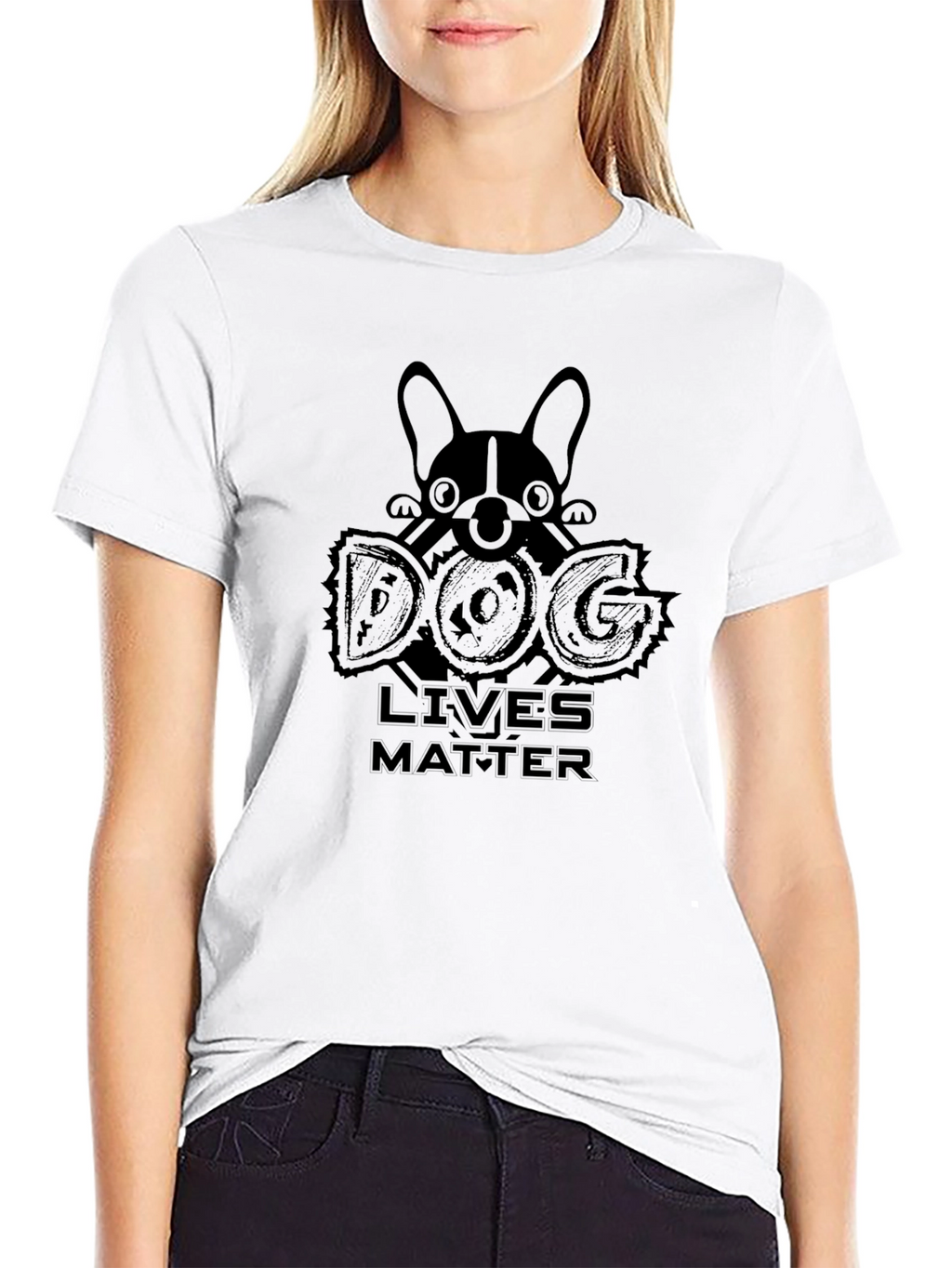 Dog Lives Matter Graphic Print Crewneck T-Shirt
