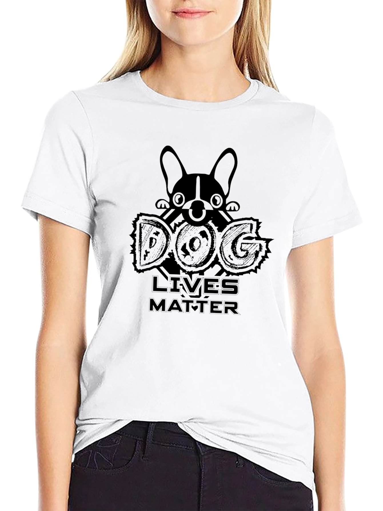 Dog Lives Matter Graphic Print Crewneck T-Shirt
