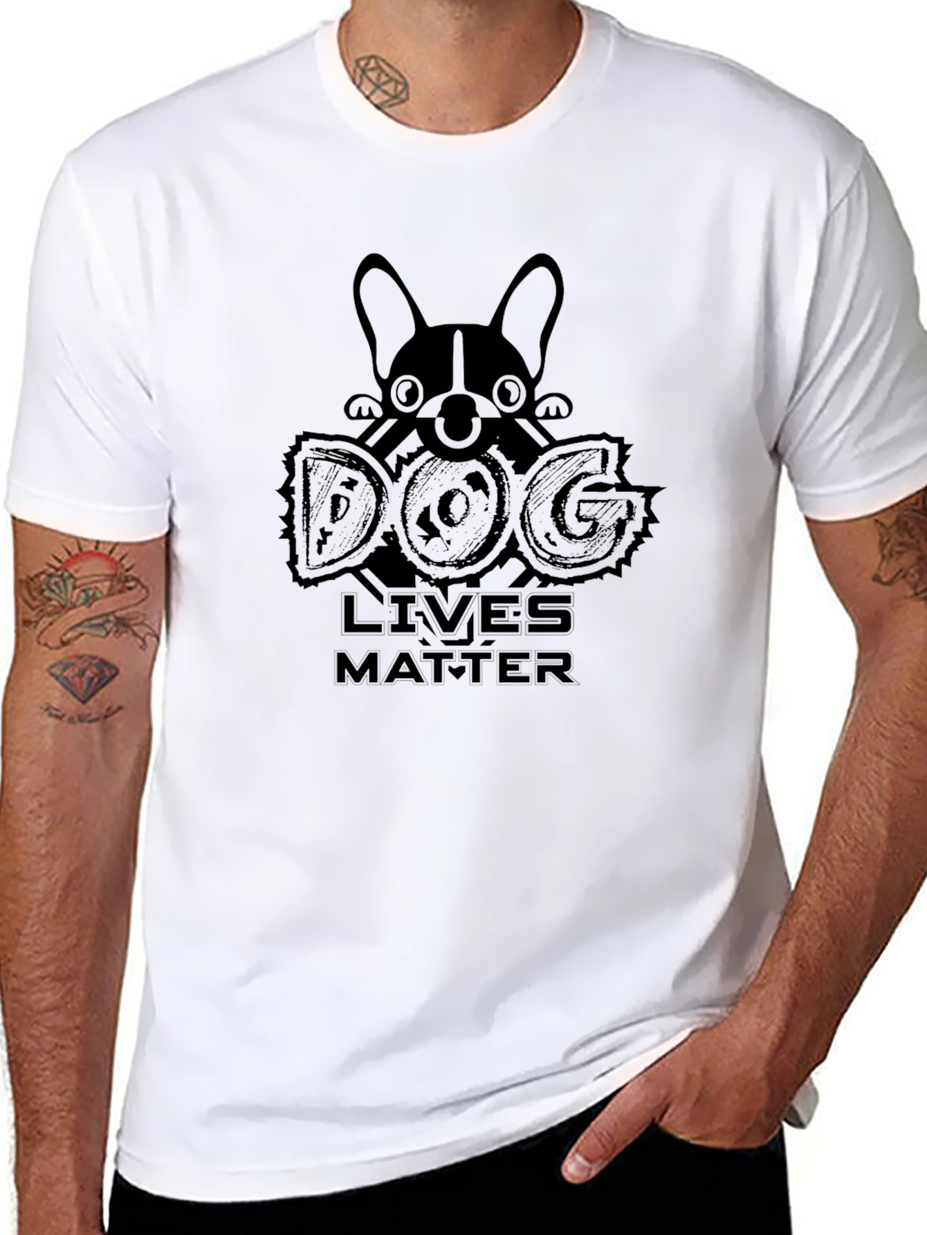 Dog Lives Matter Graphic Print Crewneck T-Shirt