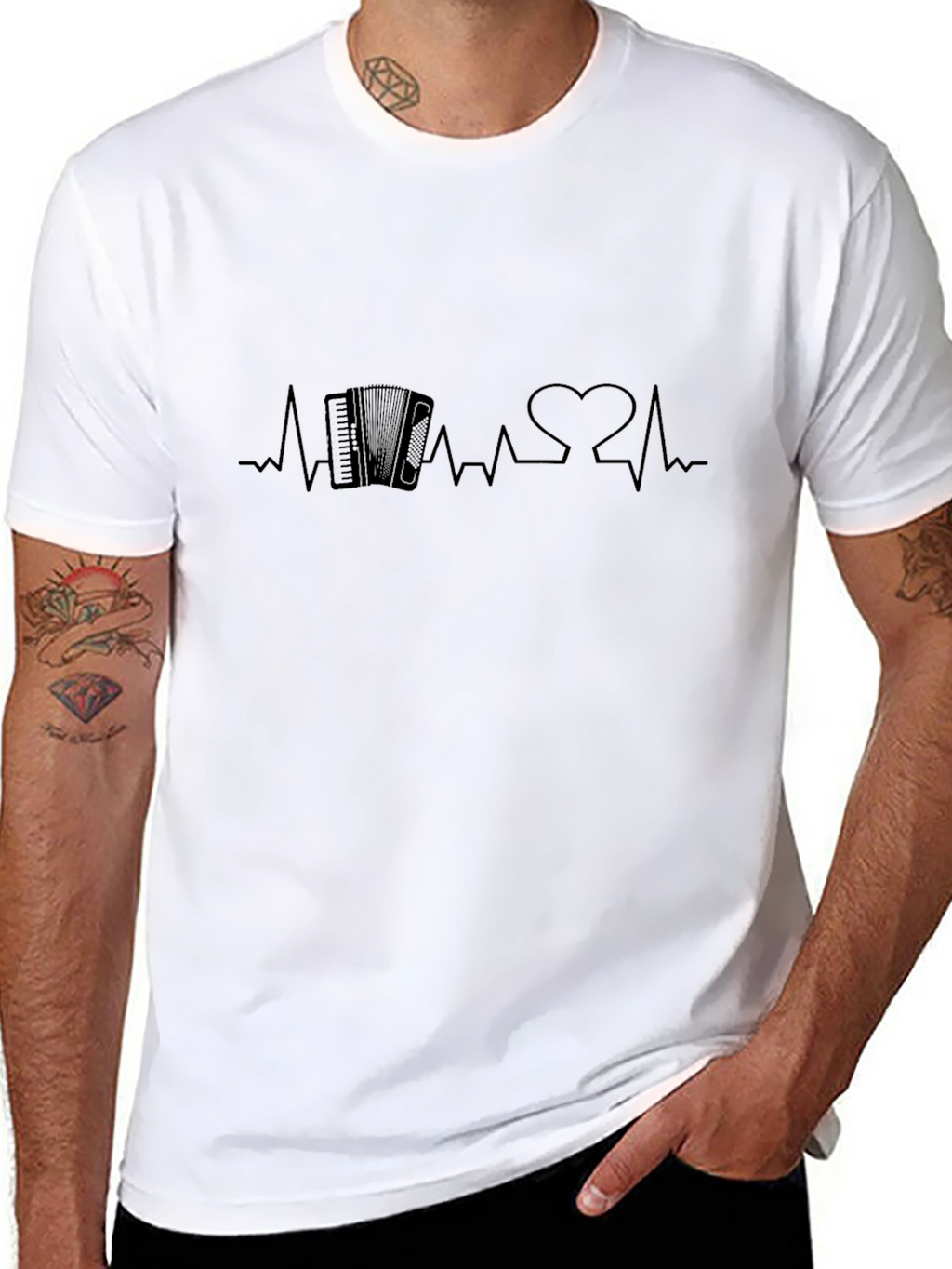 Accordion Heartbeat Black T-Shirt