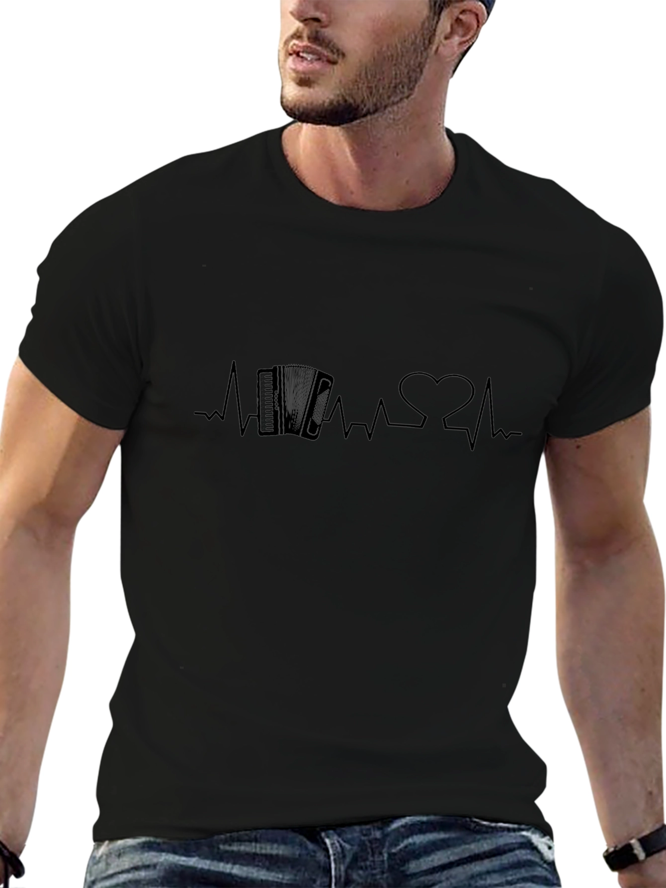 Accordion Heartbeat Black T-Shirt