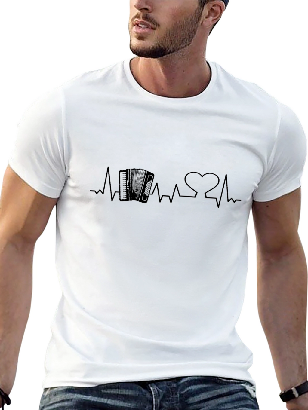 Accordion Heartbeat Black T-Shirt