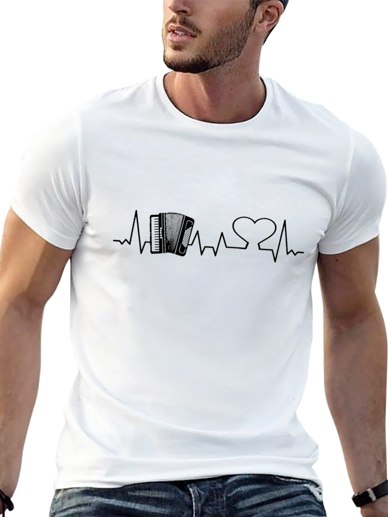 Accordion Heartbeat Black T-Shirt