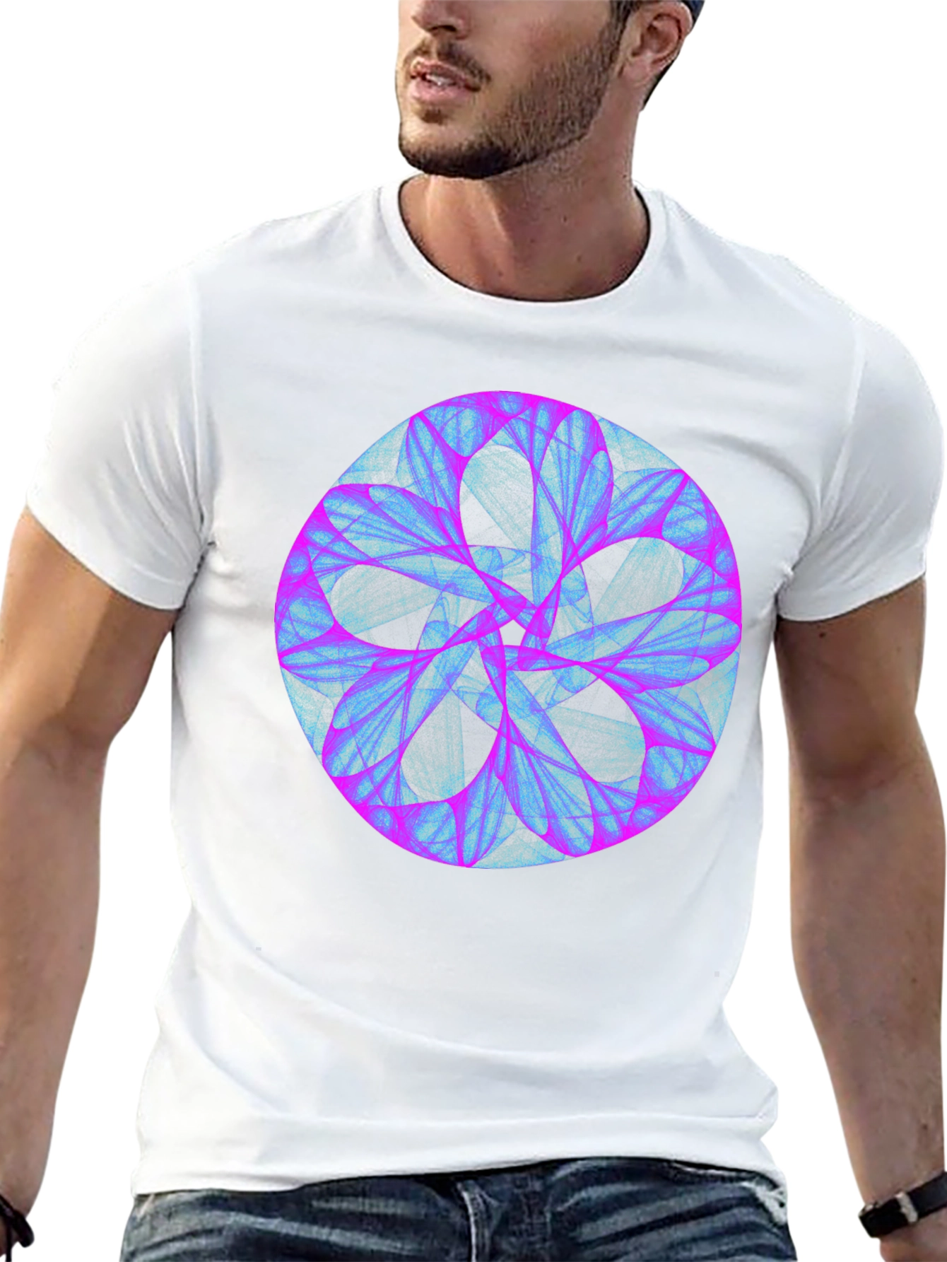 Abstract Mandala Graphic Print Black Tee