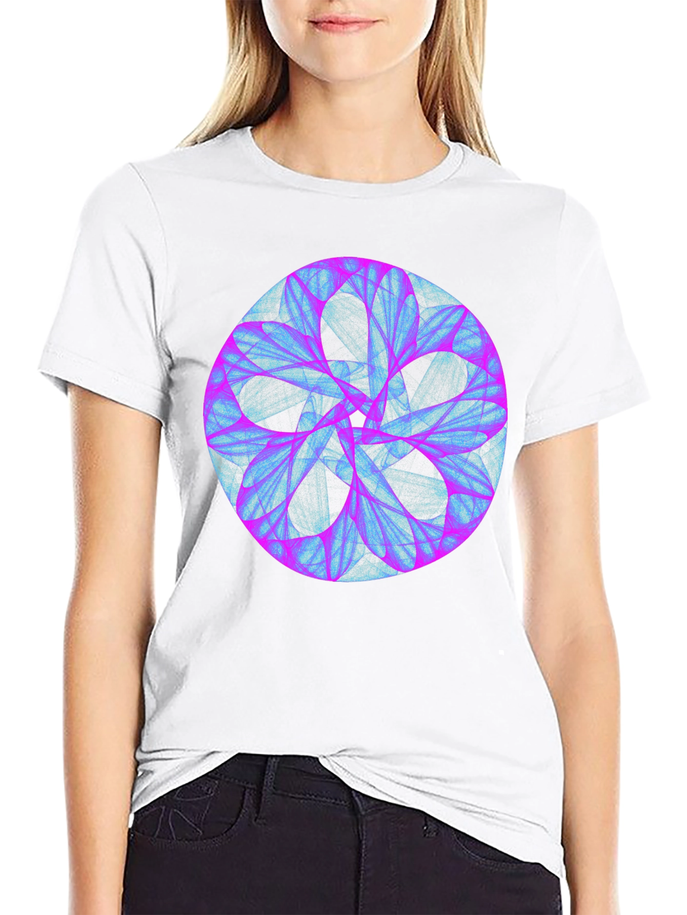 Abstract Mandala Graphic Print Black Tee