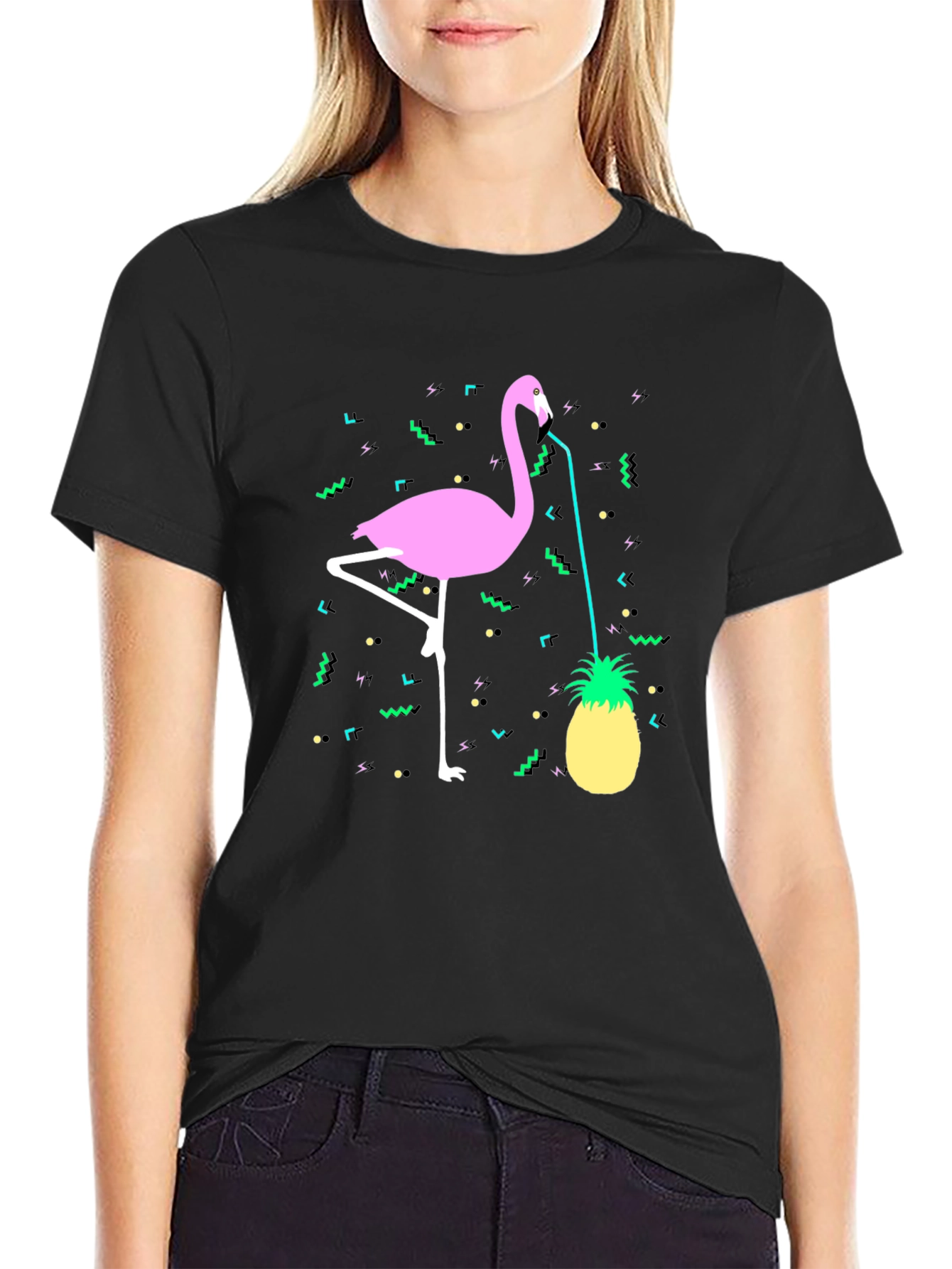 Tropical Flamingo Pineapple Graphic Tee