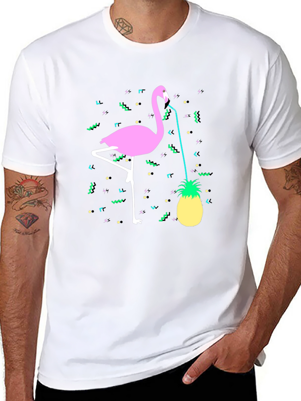 Tropical Flamingo Pineapple Graphic Tee