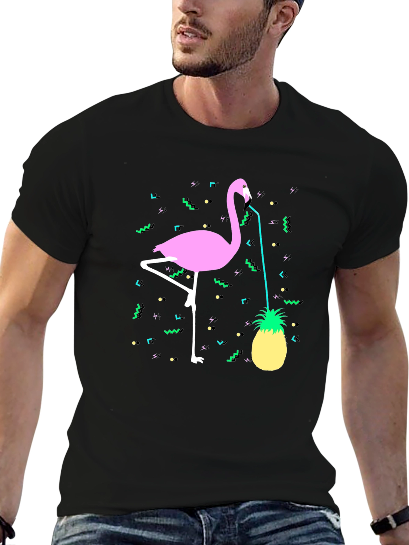Tropical Flamingo Pineapple Graphic Tee
