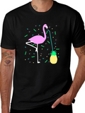 Tropical Flamingo Pineapple Graphic Tee