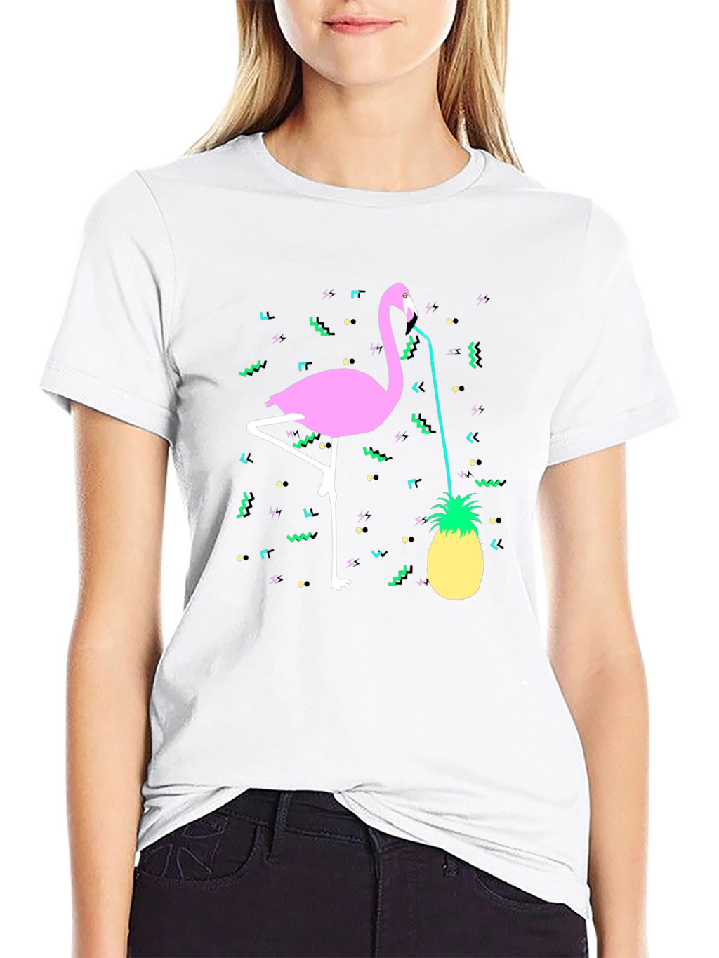 Tropical Flamingo Pineapple Graphic Tee