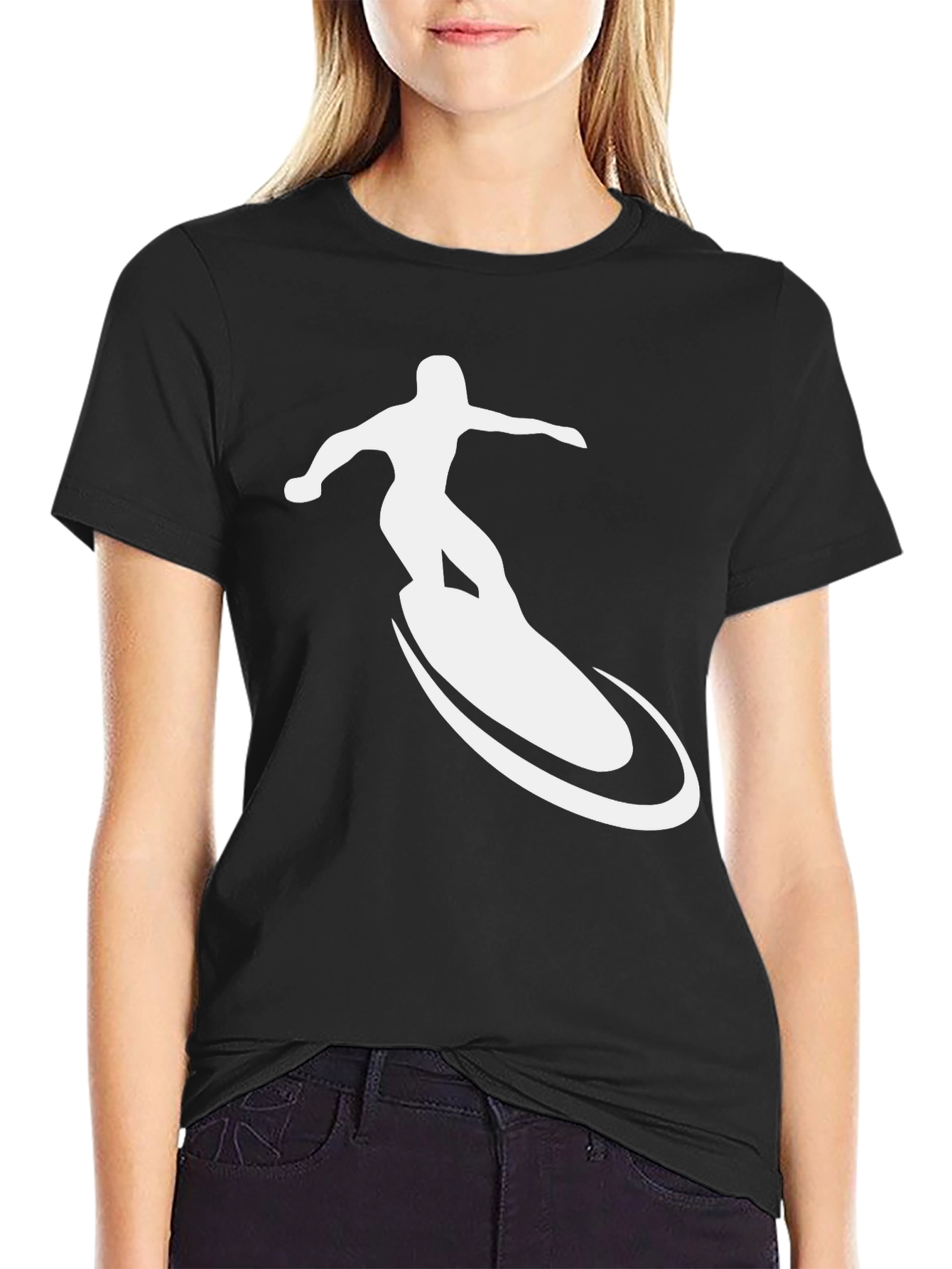 Surfer Graphic Tee - Black Cotton T-Shirt