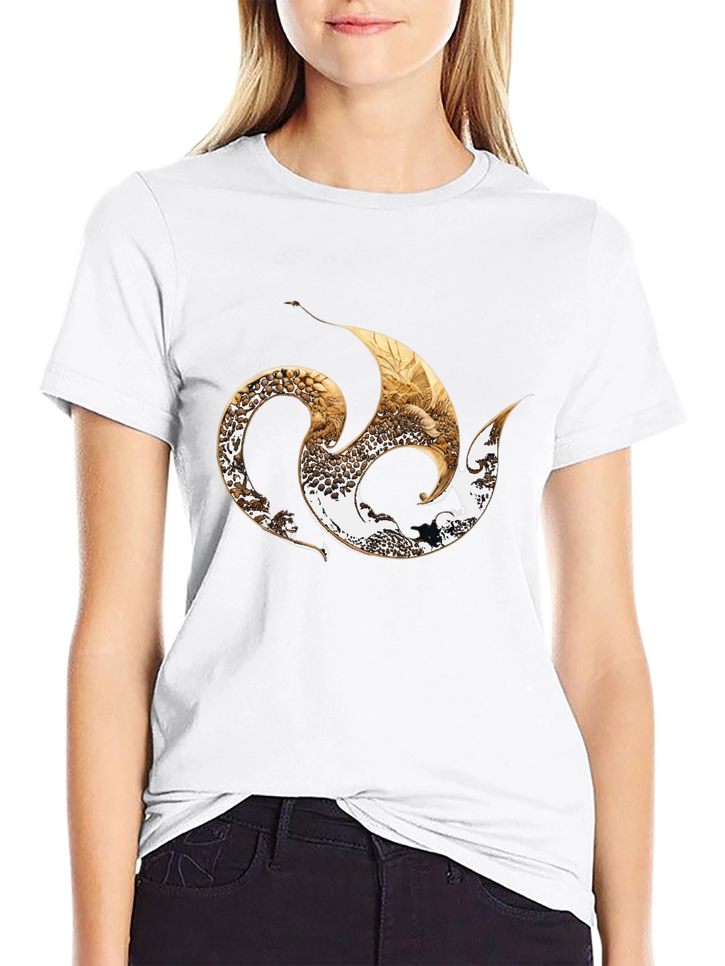 Stylish Black Tee with Abstract Graphic Design
