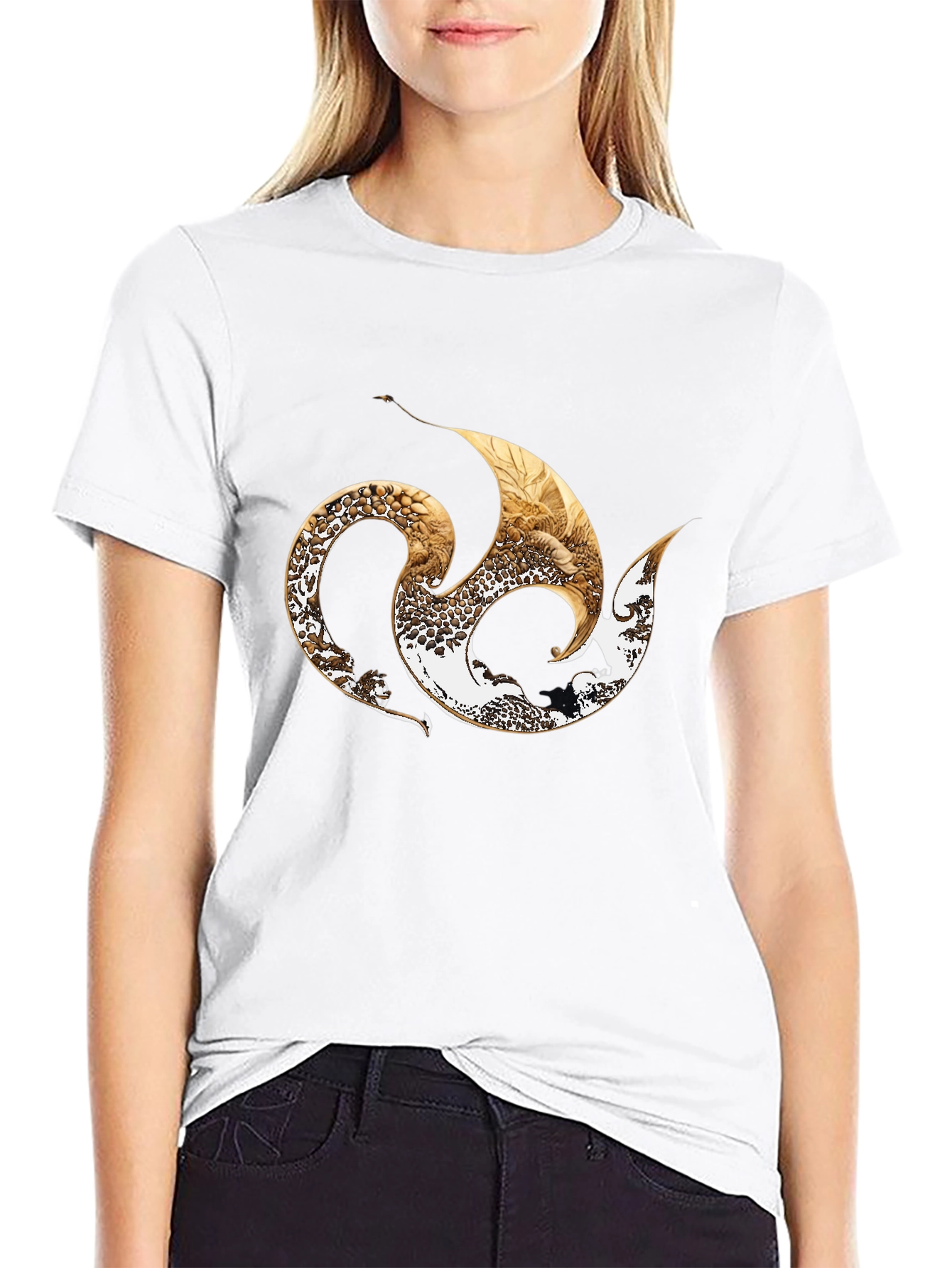 Stylish Black Tee with Abstract Graphic Design