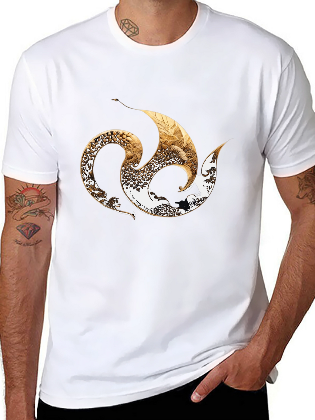 Stylish Black Tee with Abstract Graphic Design