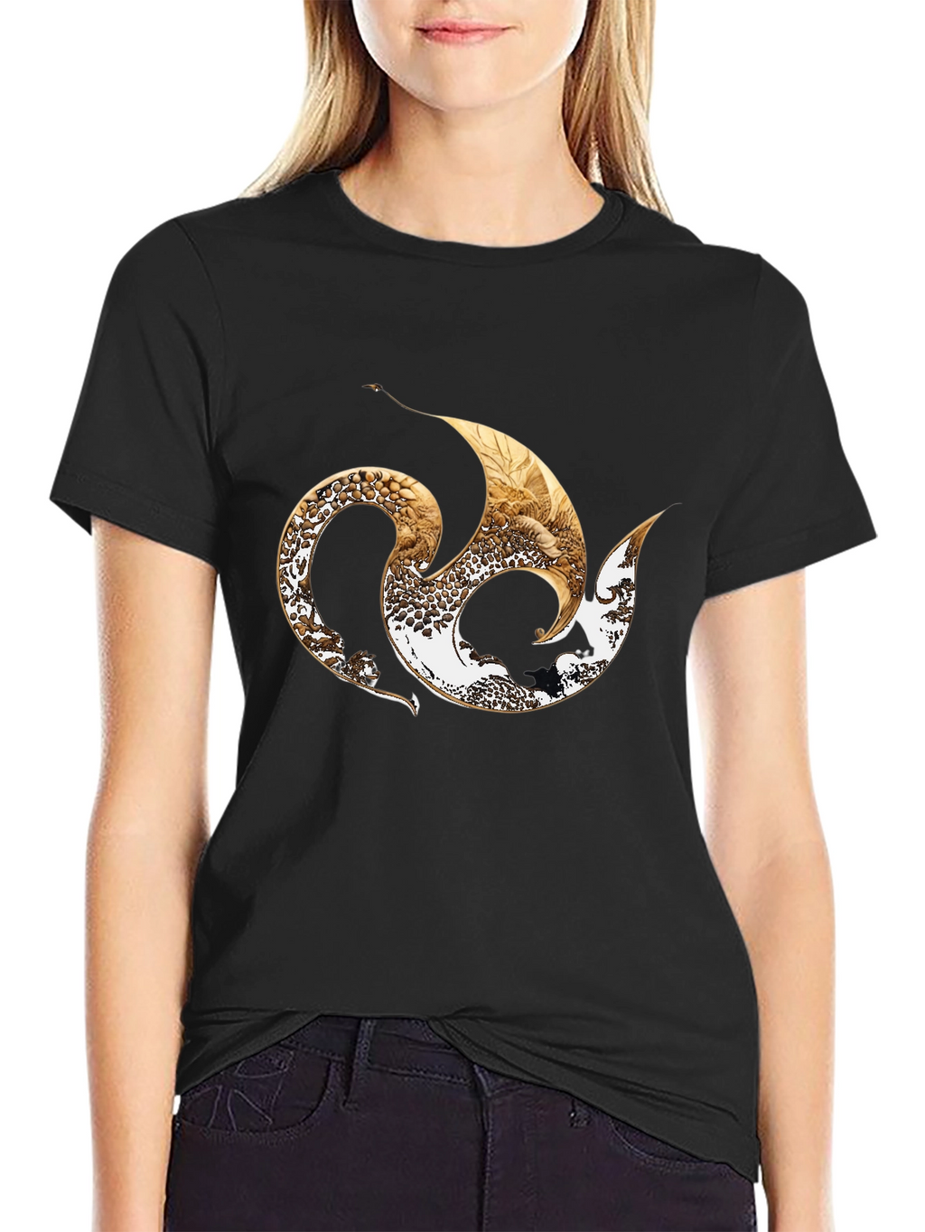 Stylish Black Tee with Abstract Graphic Design