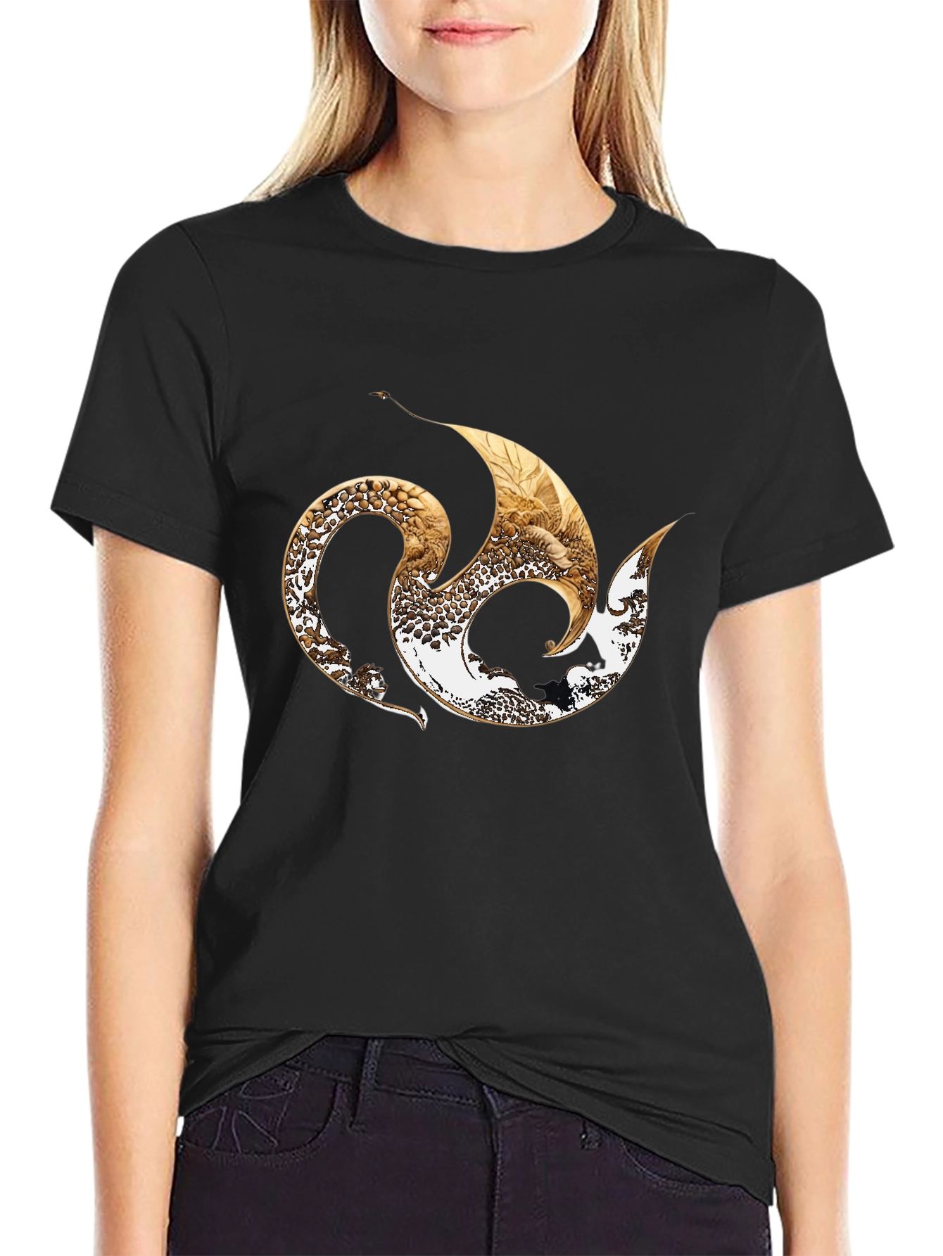 Stylish Black Tee with Abstract Graphic Design