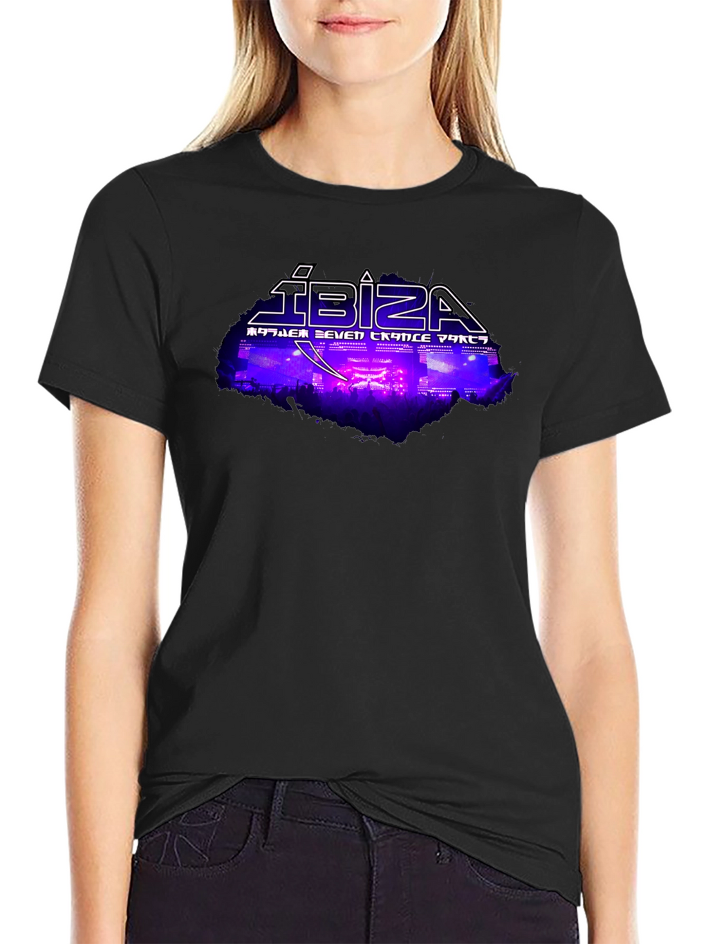 Ibiza Seven Trance Party Black Graphic Tee