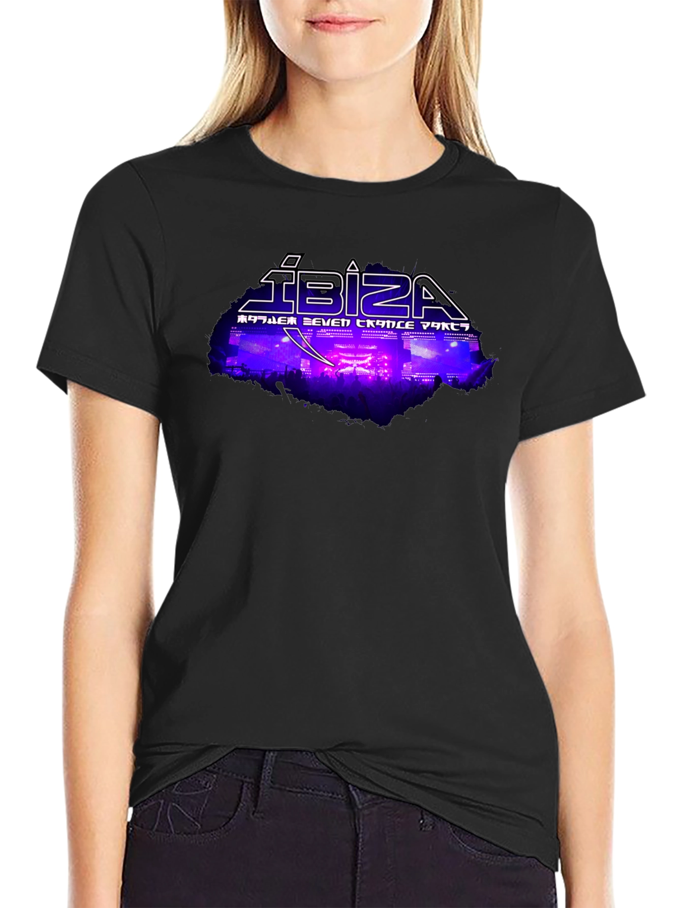 Ibiza Seven Trance Party Black Graphic Tee
