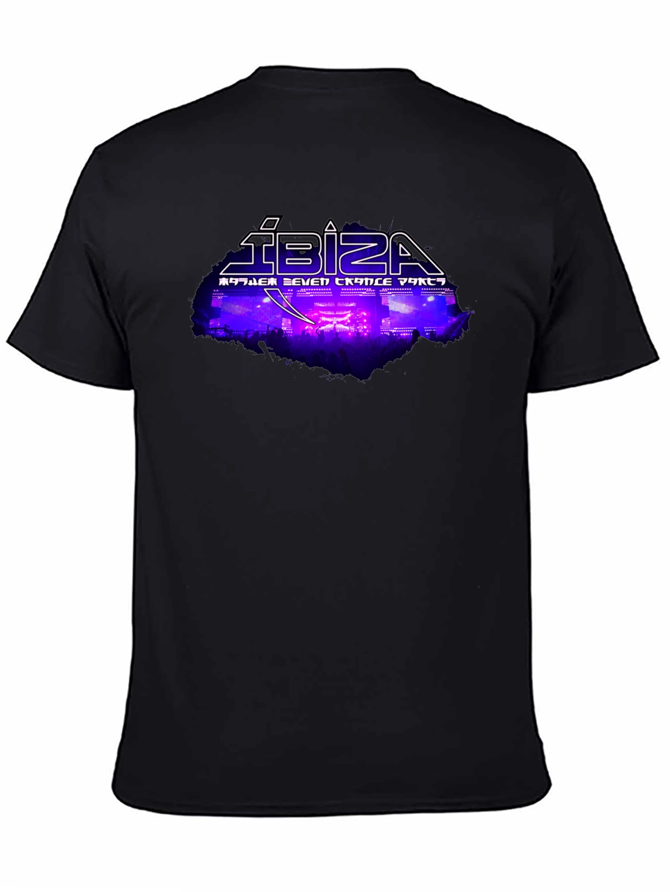 Ibiza Seven Trance Party Black Graphic Tee