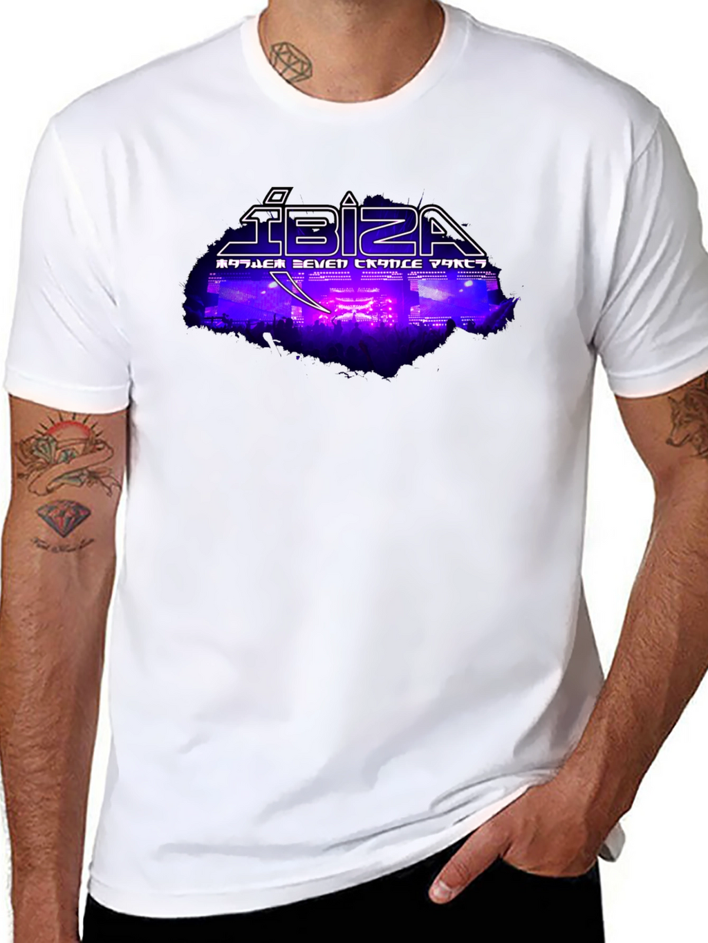 Ibiza Seven Trance Party Black Graphic Tee