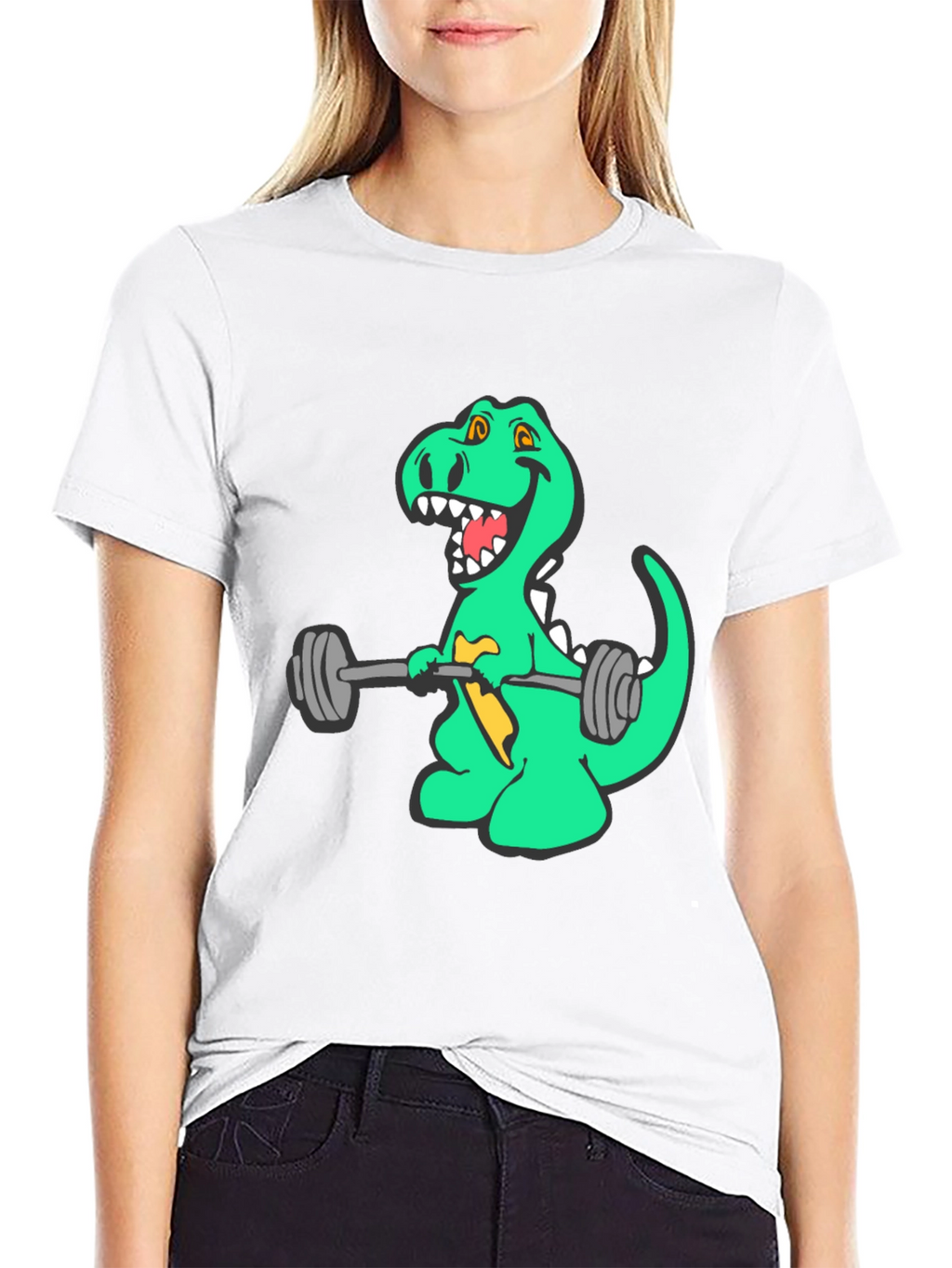 Dino Lifting Weights Graphic Tee - Black