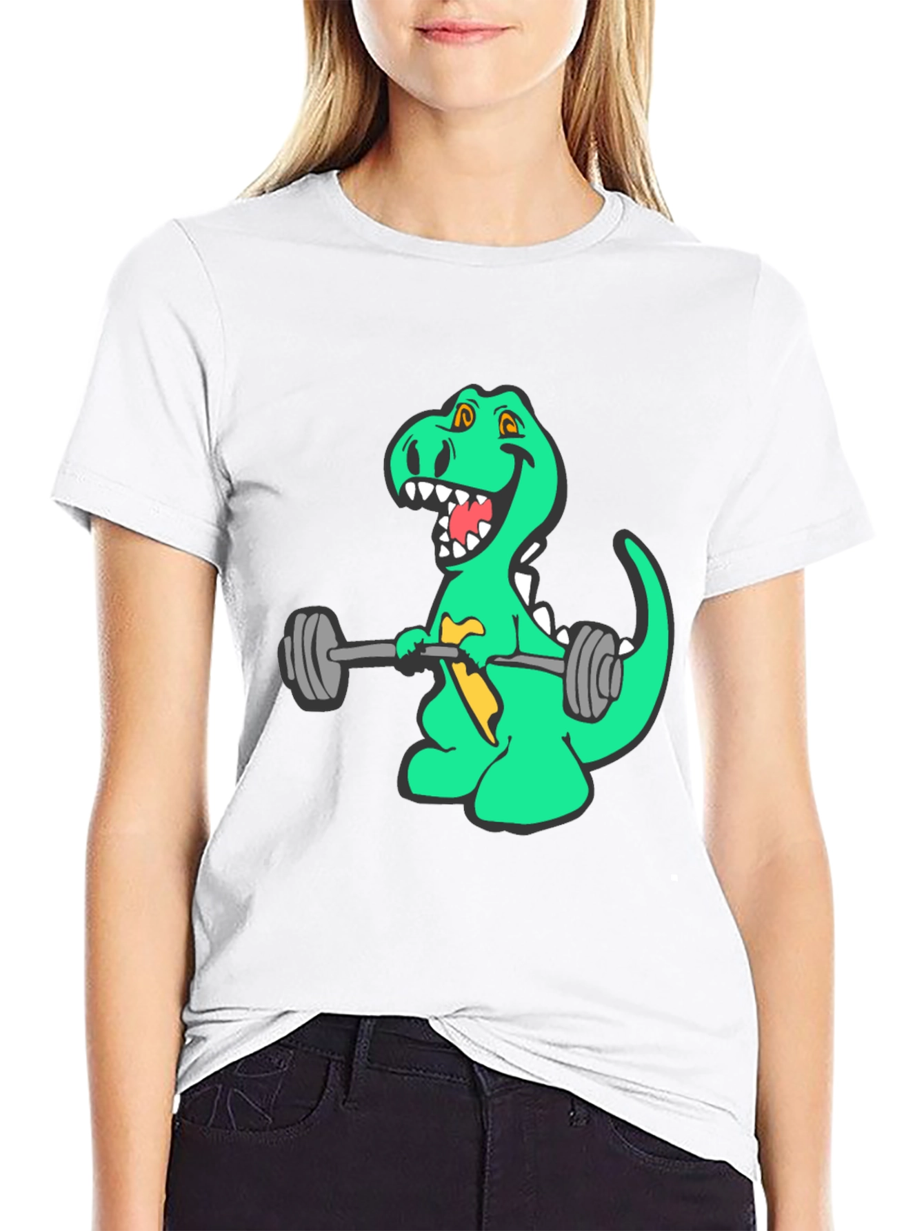 Dino Lifting Weights Graphic Tee - Black