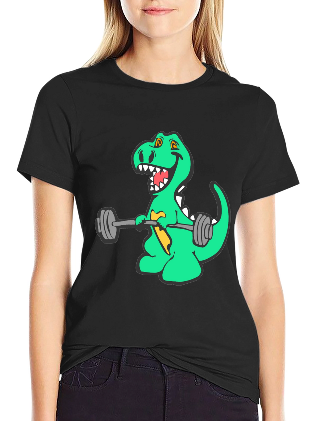 Dino Lifting Weights Graphic Tee - Black