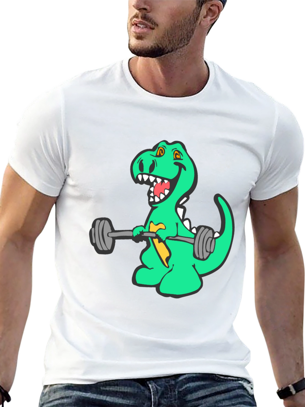Dino Lifting Weights Graphic Tee - Black