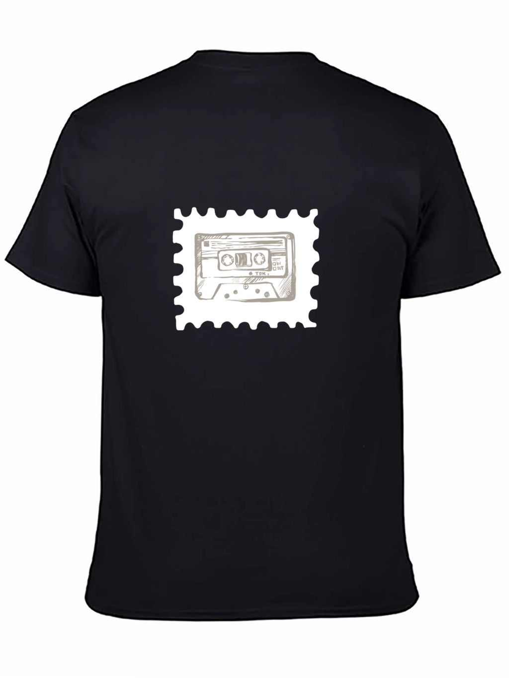 Retro Cassette Tape Stamp T-Shirt - Black