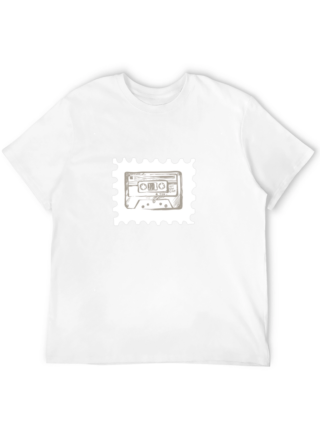 Retro Cassette Tape Stamp T-Shirt - Black