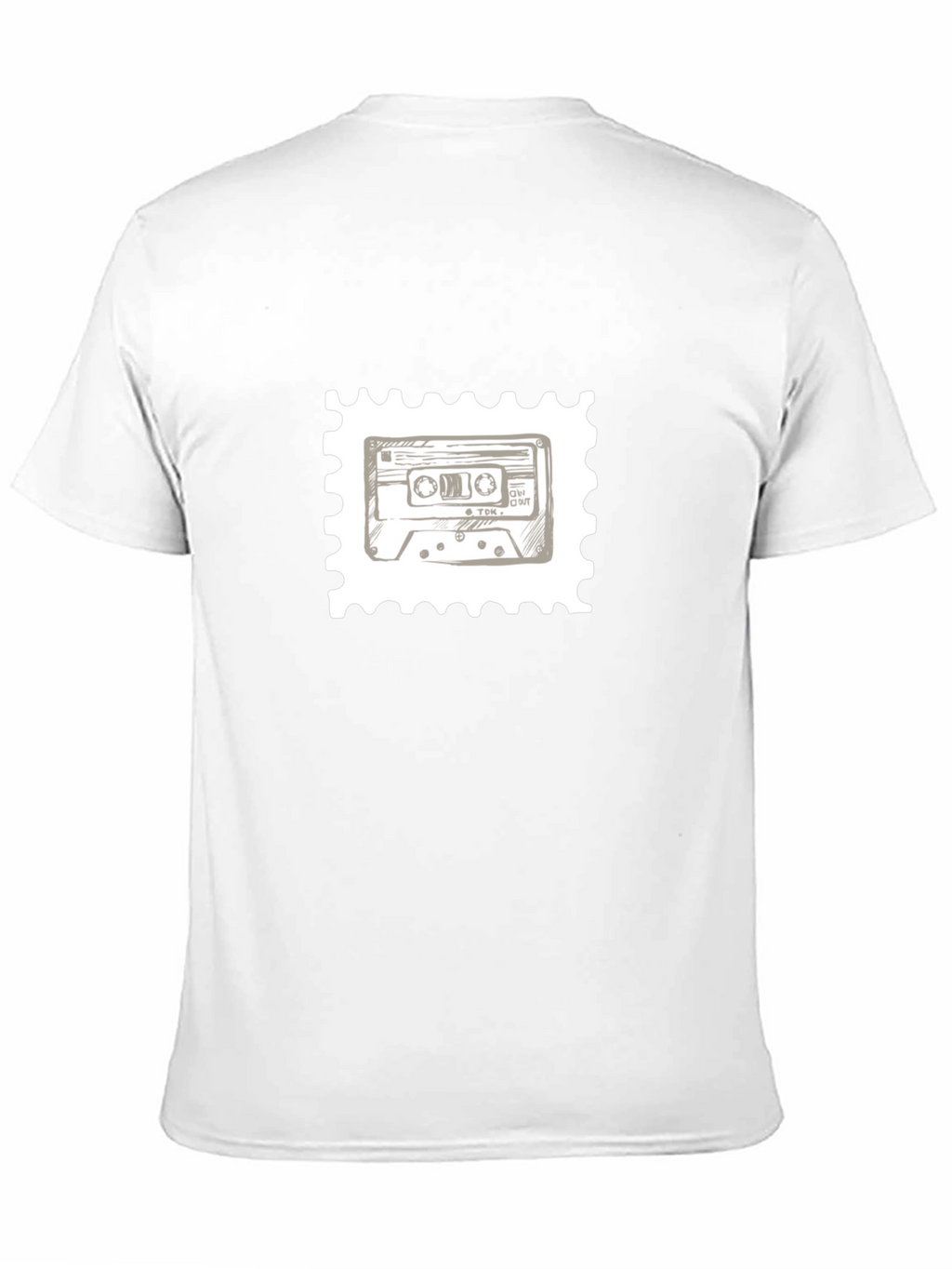 Retro Cassette Tape Stamp T-Shirt - Black