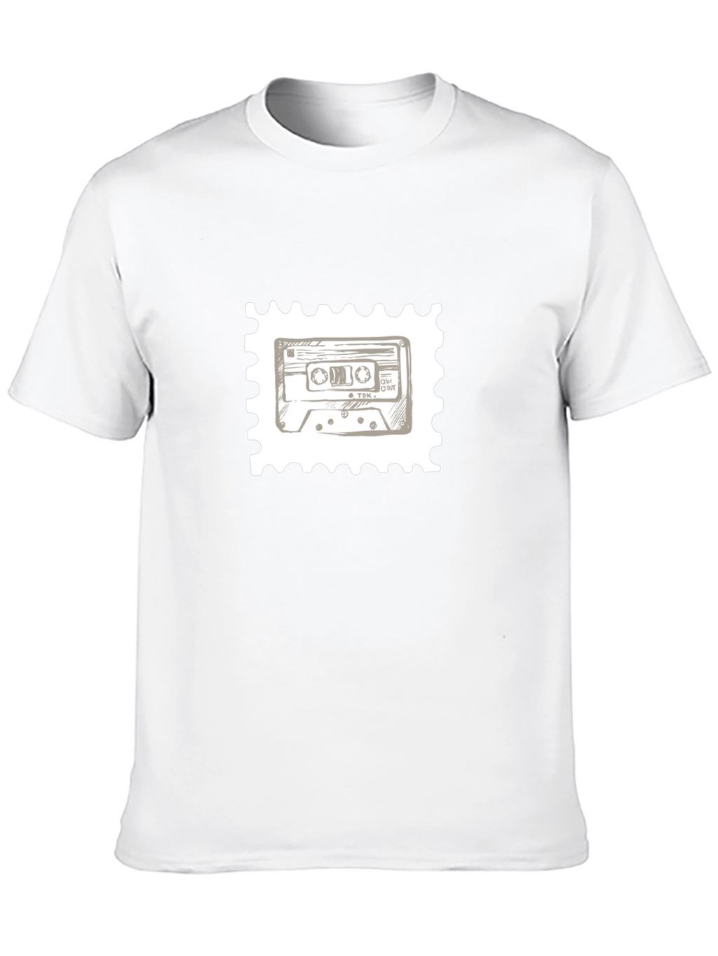 Retro Cassette Tape Stamp T-Shirt - Black