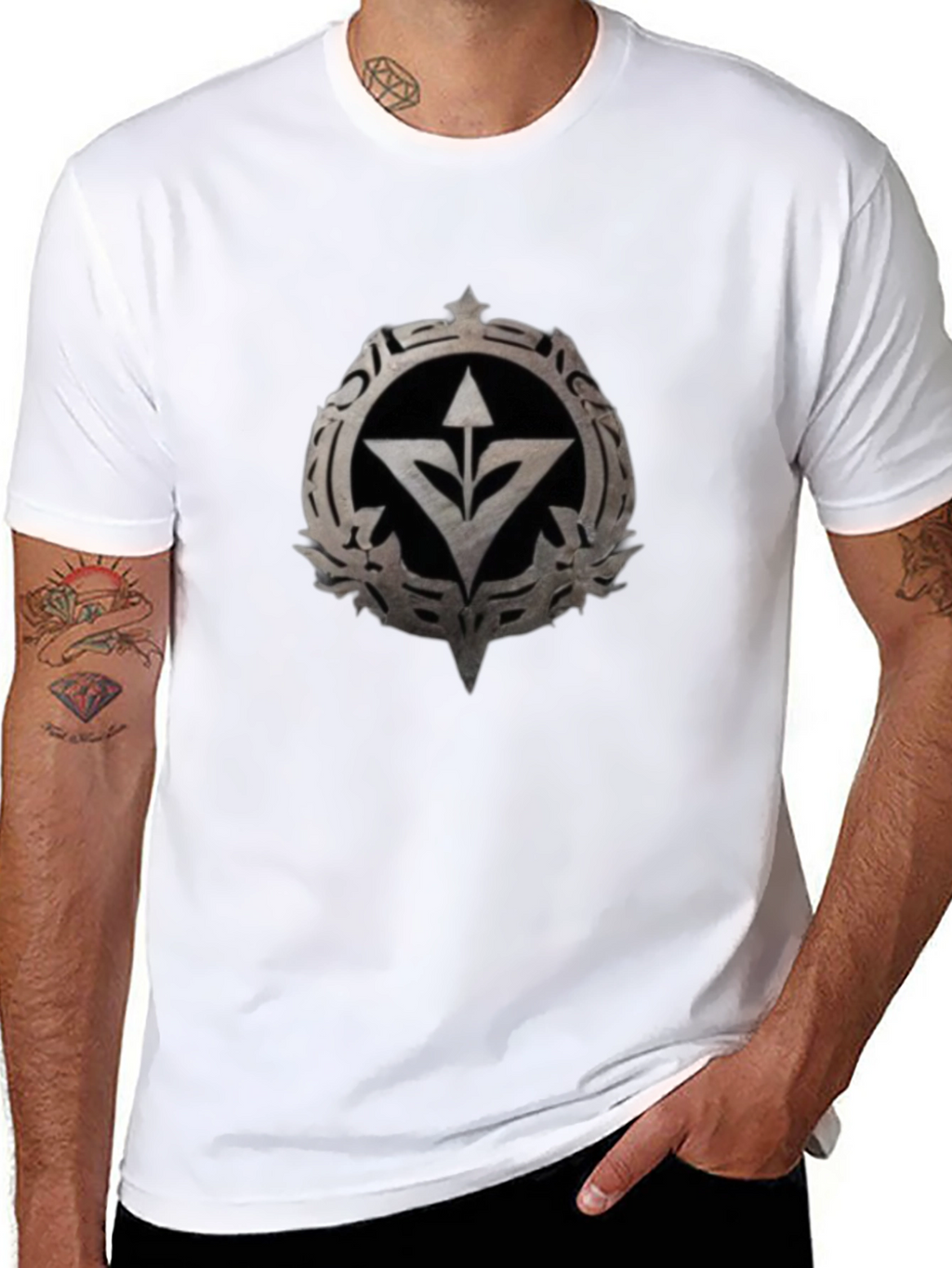 Graphic Tee - Arrow & Emblem Black T-Shirt