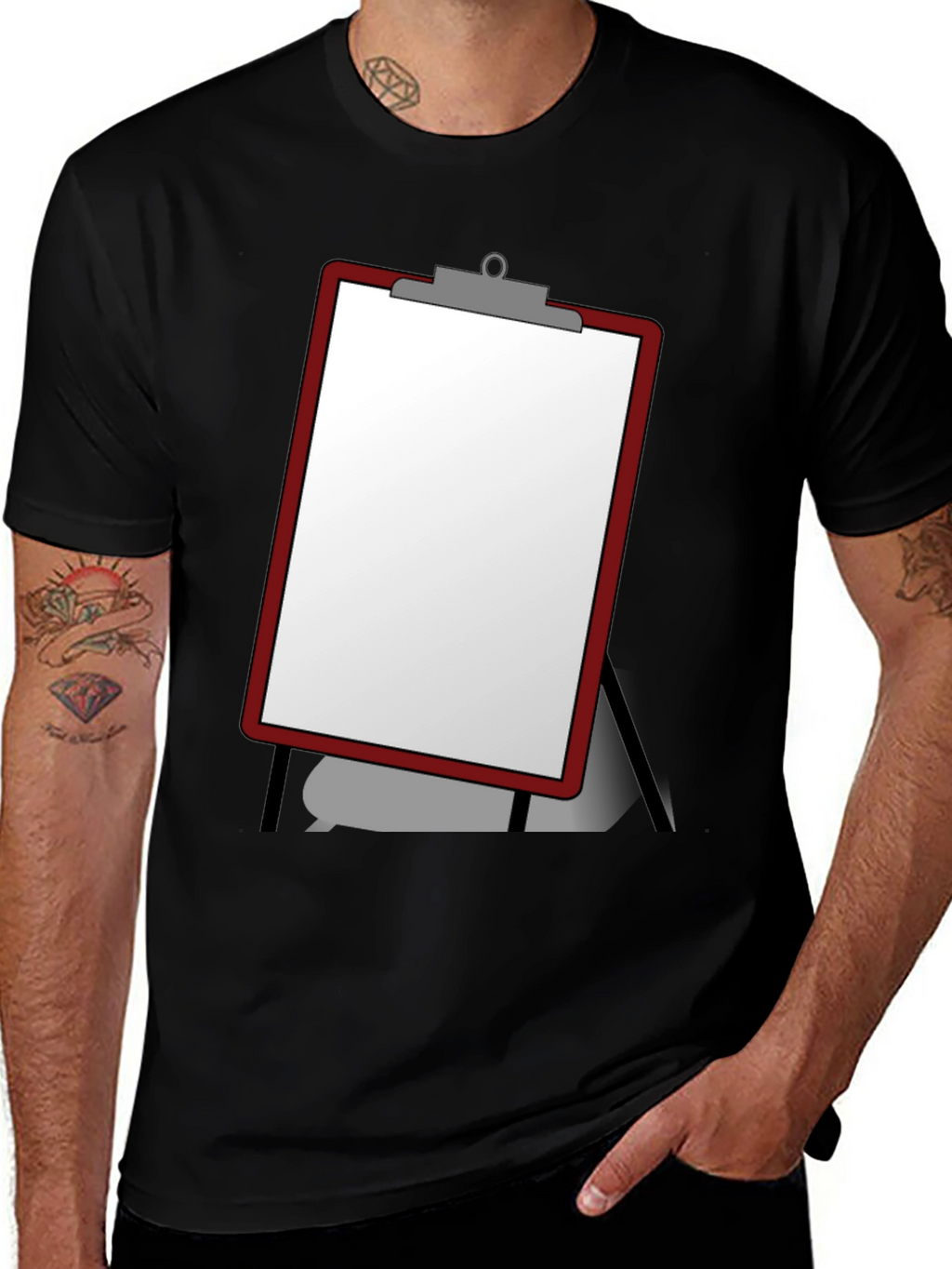 Clipboard Graphic Black T-Shirt - Mens Casual Wear
