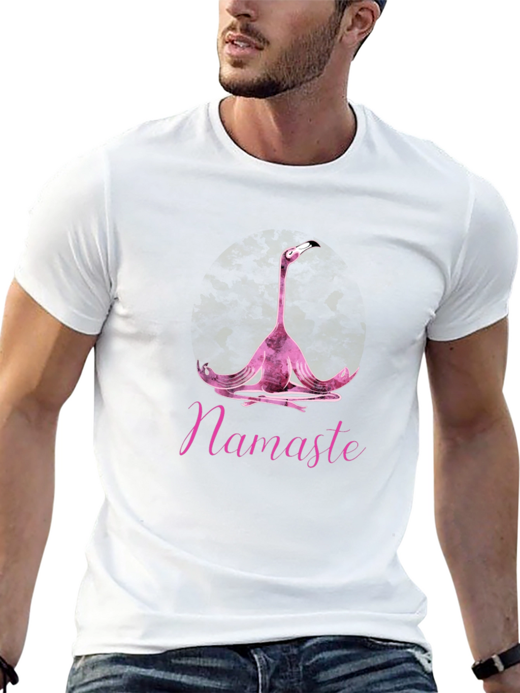 Namaste Yoga Flamingo T-Shirt - Black Cotton Tee