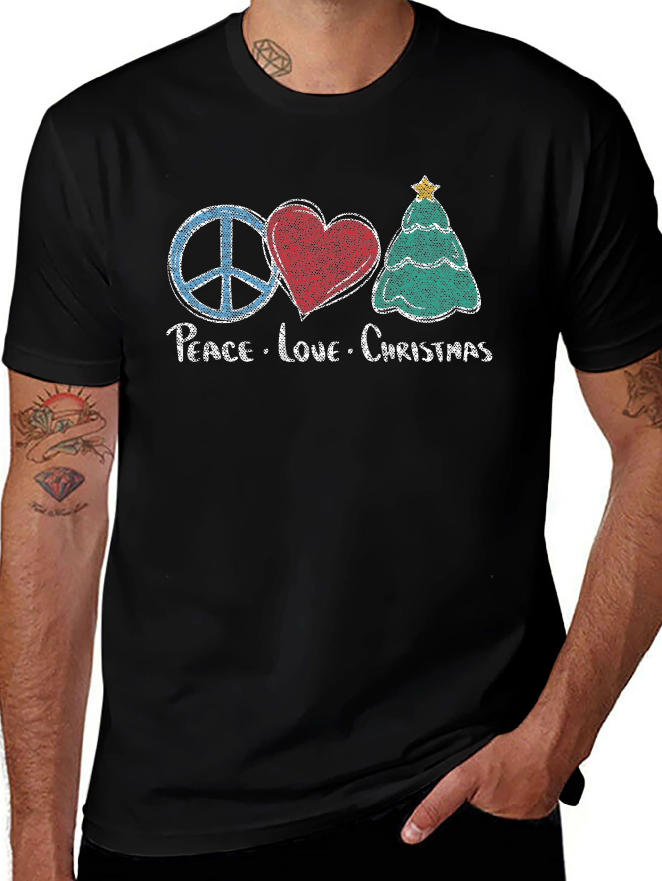 Peace Love Christmas Graphic T-Shirt
