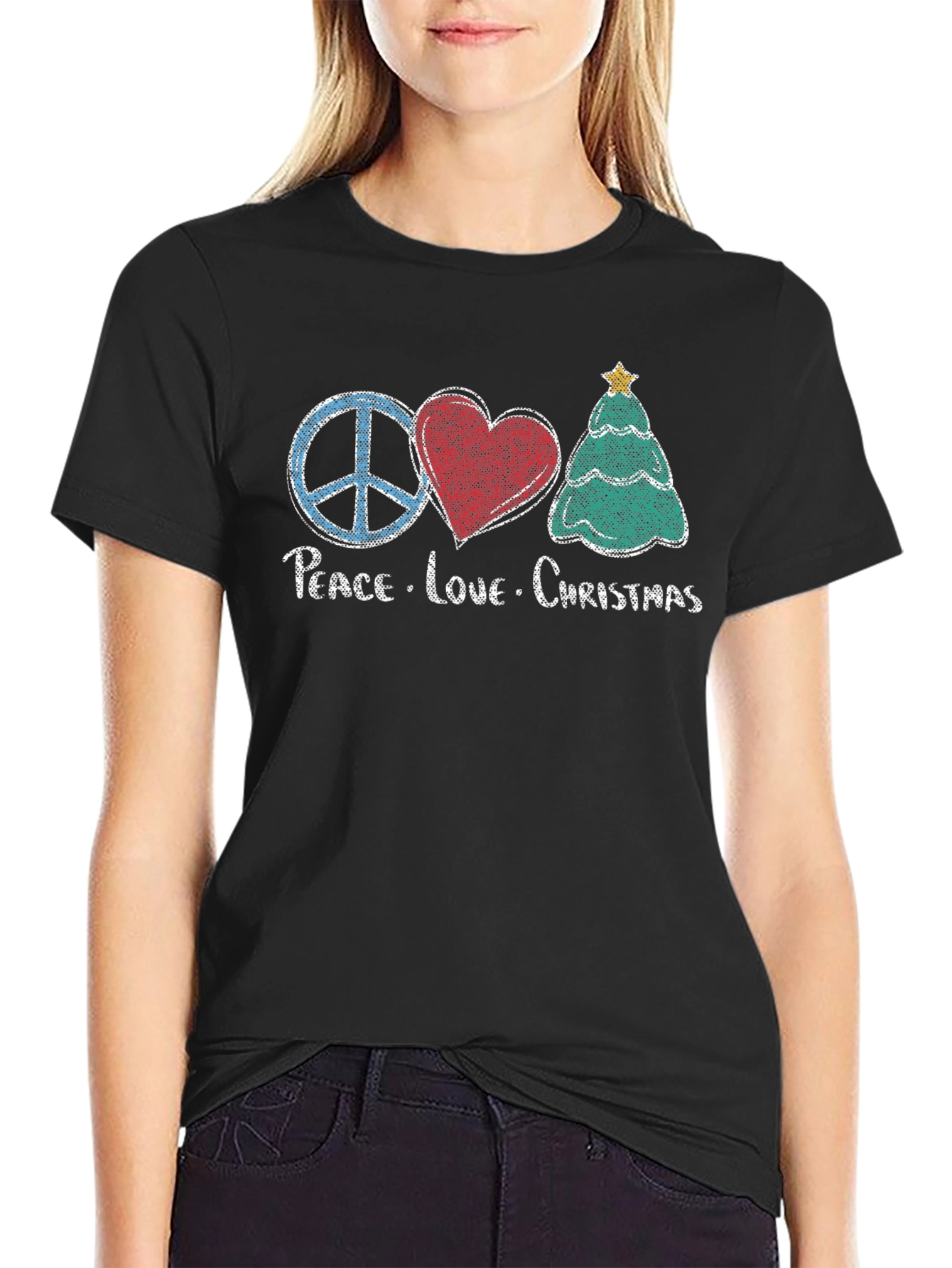 Peace Love Christmas Graphic T-Shirt