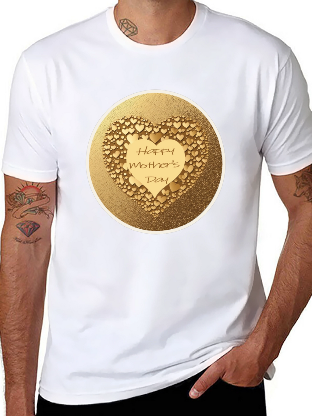 Happy Mothers Day Gold Heart Tee