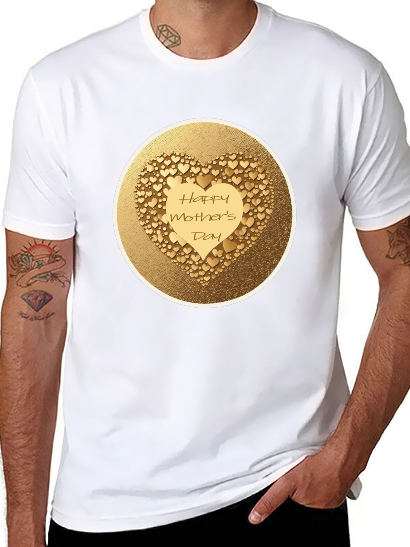 Happy Mothers Day Gold Heart Tee