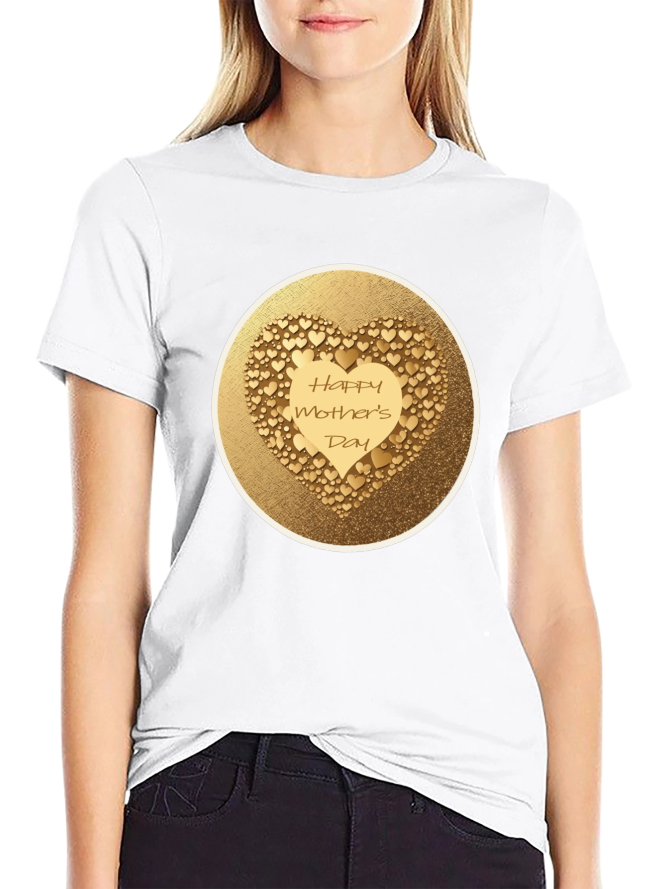 Happy Mothers Day Gold Heart Tee