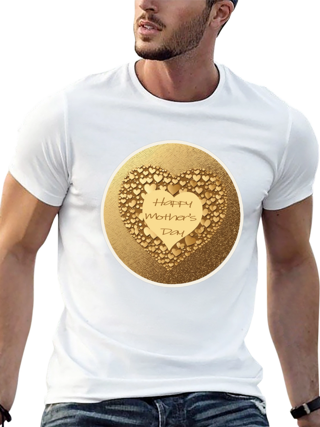 Happy Mothers Day Gold Heart Tee