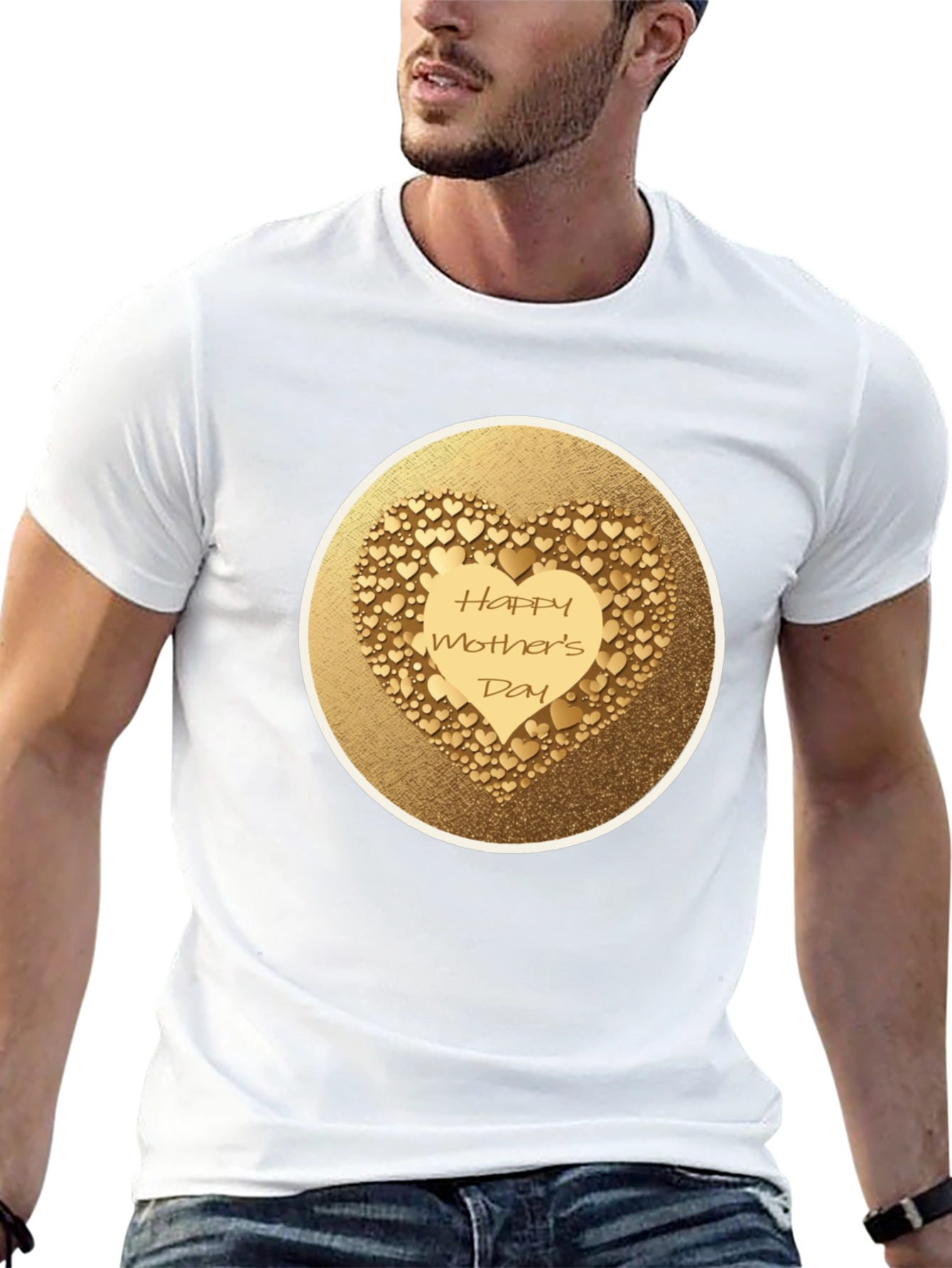 Happy Mothers Day Gold Heart Tee